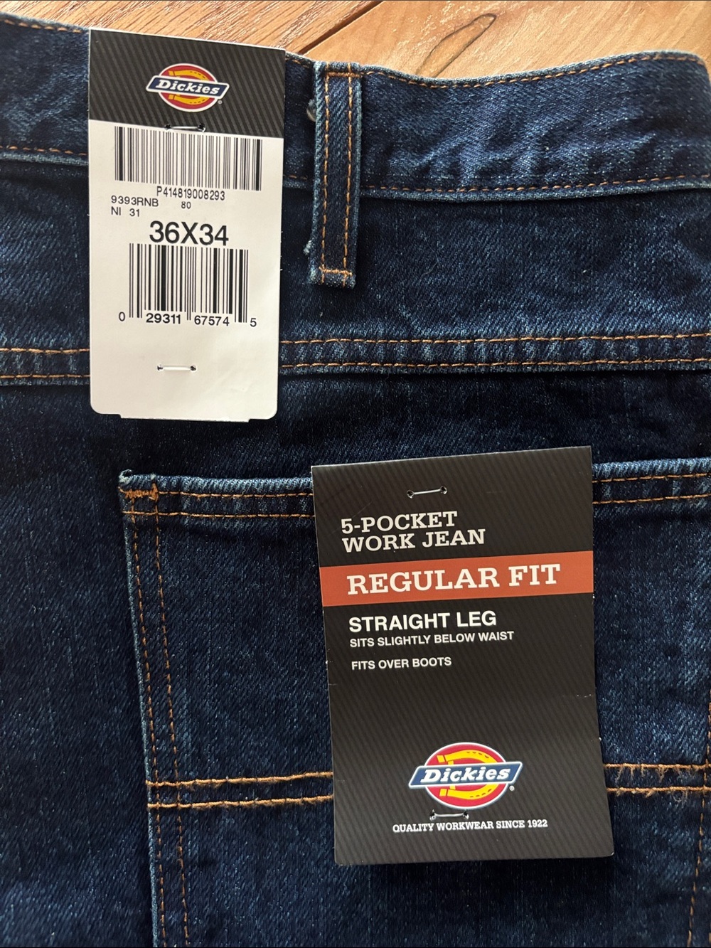 Dickies Men’s Straight Leg Jeans - Dark Blue Denim - Picture 2 of 7
